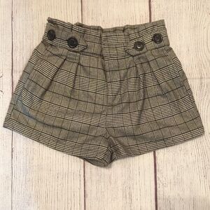 Forever 21 Black and Gray High-Waisted Plaid Shorts